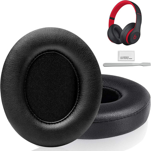 Beats Studio Replacement Earpads FEYCH 2 Pieces Noise Isolation Memory Foam Ear Cushions Cover for Beats Studio 2.0 Wired/ Wireless B0500/ B0501 & Beats Studio 3.0(Black)