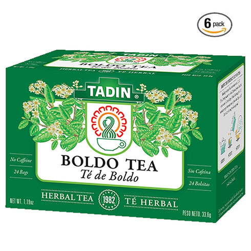 Tadin Boldo Herbal Tea, Caffeine Free, 24 Count, Pack of 6