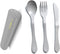 Knork Eco Astrik Plant Based Travel Set, 4 Piece (Eco Fork Knife Spoon With Carry Case, Gray