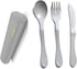 Knork Eco Astrik Plant Based Travel Set, 4 Piece (Eco Fork Knife Spoon With Carry Case, Gray