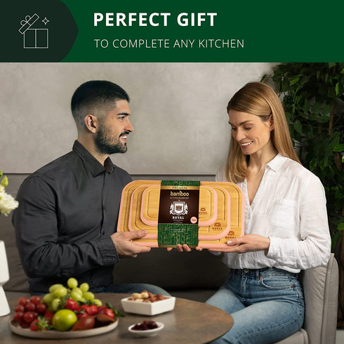 Wood Cutting Boards for Kitchen - Bamboo Cutting Board Set, Chopping Board Set - Wood Cutting Board Set - Wooden Cutting Board Set, Bamboo Cutting Boards for Kitchen (Pink)