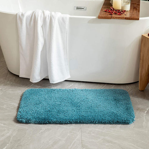 MIULEE Extra Thick Non Slip Bathroom Rug Shaggy Soft Bath Mat Plush Microfiber Absorbent Water for Shower Tub Machine Washable (Turquoise, 20x30 Inches)