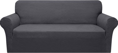 Granbest Modern Couch Cover Stylish Pattern Sofa Covers for 3 Cushion Couch Durable Furniture Protector 1-Piece Sofa Slipcover with Non-Slip Foam Elastic Bottom(Large, Gray)