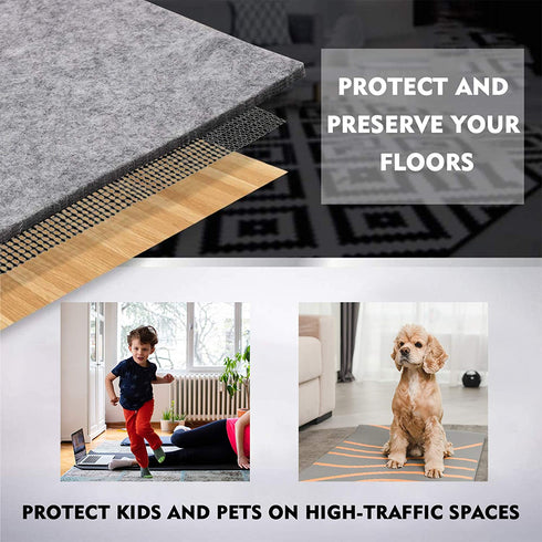 Non Slip Pad Rug Grippers - 2×3, 1/4" Thick?Double Layers Cushioning Felt Carpet Pads for Area Rugs on Hardwood Floors,Add Comfort and Safty for Tile or All Floors