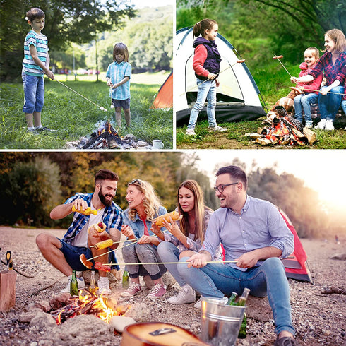 BLUE TOP Bamboo Marshmallow Roasting Sticks Smore Skewers 30 Inch 5mm Thick 60 PCS Extra Long Heavy Duty,Wooden Skewer BBQ Hot Dog Skewer,Great for Camping,Parties,Weddings and Plant Stakes.