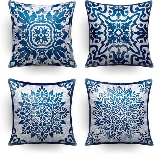 Throw Pillow Covers,Decorative Pillows,Pillow Covers 18x18,Couch Pillows,Throw Pillows,Blue Pillow Covers,Outdoor Pillows,Outdoor Pillow Covers,Bed Farmhouse Patio Sofa Pillows for Living Room Set 4