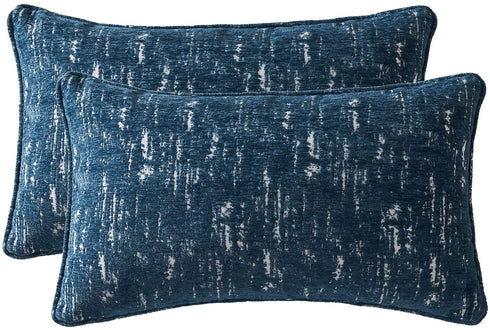 SleepMan Set of 2 Thick Chenille Pillow 12x20 Covers Throw Pillow Covers Home Decor for Couch Bed Sofa Bedroom Car Navy Blue 12x20