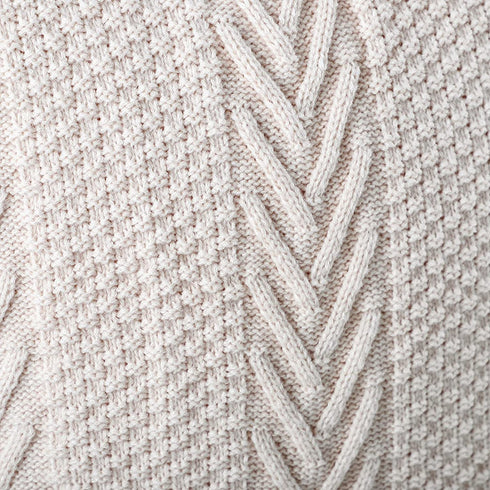 MANDIOO Cotton Knitted Decorative Throw Pillow Covers Soft Cozy Outdoor Cushion Cases Luxury Modern Pillowcases for Couch Sofa Bed 20x20 Inches Beige
