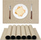 ALPIRIRAL Placemats Set of 6, Vinyl Washable Wipeable Placemat, Leather Placemats for Dinning Table, Waterproof Non-Slip Heat Resistant Table Mats,Farmhouse Outdoor Cream Linen Design(Grape Beige)