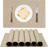 ALPIRIRAL Placemats Set of 6, Vinyl Washable Wipeable Placemat, Leather Placemats for Dinning Table, Waterproof Non-Slip Heat Resistant Table Mats,Farmhouse Outdoor Cream Linen Design(Grape Beige)