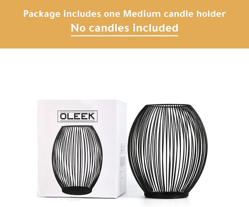 OLEEK Black Candle Holder - Metal Candle Holder centerpiece - Dinning table decorative centerpiece- Decorative Pillar Candle Holders - Table Candles Holders Decor - Iron Candle Stand - Candles Lantern