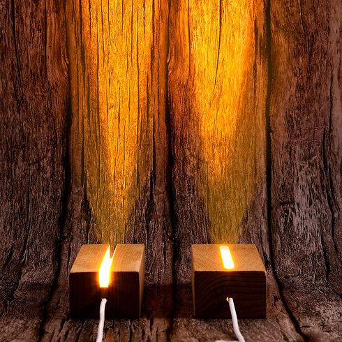 Mudder 2 Pieces 6 Inch Wooden Light Display Stand Led Base Art Lights Display Pedestal Crystal Wood Lighted Base Stand for 3D Laser Glass Resin Birthday Valentine Day, Commencement Ceremonies