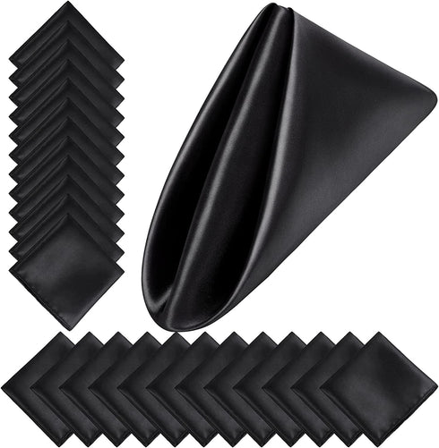 Aneco 24 Pieces Satin Napkin Square 20 x 20 Inches Dinner Napkins Weddings Party Napkin Soft Table Napkins for Romantic Weddings Party Dinner Decoration (Black)