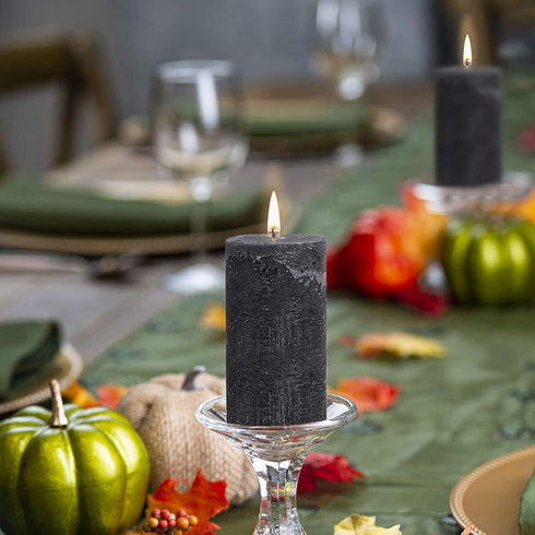 BOLSIUS Rustic Anthracite (Black) Unscented Pillar Candles - 2.75" X 7.5" Decoration Candles Set of 3 - Clean Burning Dinner Candles for Wedding & Home Decor Party Restaurant Spa- Aprox (190/68m)