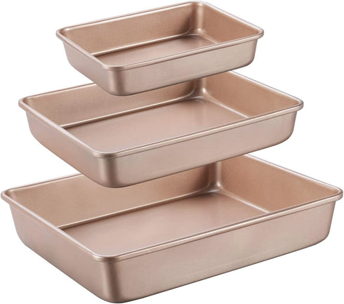 IAXSEE 3-Piece Deep Toaster Oven Tray ‹Oven Pans Baking Pans Roasting Try Set Cookie Sheet Nonstick Set Bakeware Baking Sheets for oven,13 in 11in & 9in
