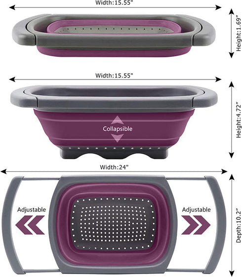 Purple Collapsible Silicone Kitchen Colander/Strainer