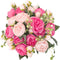 KAHAUL Artificial Flowers Silk Peony Flower Fake Flower Small Pieces Wedding Bouquet Design for Home Store Decoration Indoor&Outdoor (4 Pack, Pink Red)