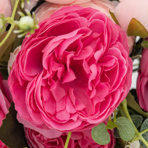 KAHAUL Artificial Flowers Silk Peony Flower Fake Flower Small Pieces Wedding Bouquet Design for Home Store Decoration Indoor&Outdoor (4 Pack, Pink Red)