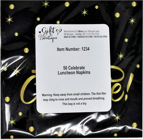 Black & Gold Party Supplies Tableware Set 24 9" Paper Plates 24 7" Plate 24 9 Oz Cups 50 Lunch Napkins for Celebrate Birthday Wedding Retirement Grad New Years Celebration Disposable Dinnerware D©cor