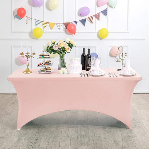 Hezuzo Spandex Table Cover for 8FT or 4ft or 6ft Table Universal Fitted Stretch Tablecloth for Party, Banquet, Wedding and Events