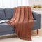 Lunarose Throw Blanket for Couch,Soft Cozy Knit Blanket with Tassel,Lightweight Decorative Throw for Sofa Chair Bed Travel and Living Room-All Seasons Suitable for Women,Men and Kids (50"x60", Rust)