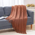 Lunarose Throw Blanket for Couch,Soft Cozy Knit Blanket with Tassel,Lightweight Decorative Throw for Sofa Chair Bed Travel and Living Room-All Seasons Suitable for Women,Men and Kids (50"x60", Rust)