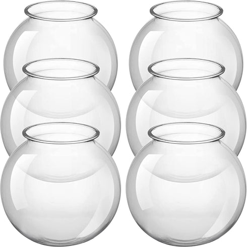 16 Oz Plastic Fish Bowl (6 Pack) 4 Inch Heavy Duty Plastic Ivy Bowls, for Candy, Carnival Games, Prizes, Centerpieces and Party Decoration Supplies, BPA-Free