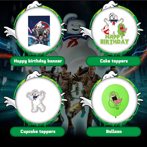Ghostbusters Party Supplies Theme Birthday Decorations Include Birthday Banner, Cake Topper, Balloons, Stickers Ghostbusters Party Favor Pack Set For Boys and Girls