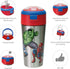 Zak Designs Comics Durable Stainless Steel Straw Bottle with Push-Button Flip Lid Vacuum Insulation Keeps Drinks Cold, BPA-Free, (1PC, 12oz), Marvel Universe