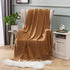 MIULEE Brown Throw Blanket for Couch,Boho Bed Decor Knitted Outdoor Blankets Throw Size with Tassels Cozy Woven for Sofa Home Chair Wave Pattern 50" x 60" Inches