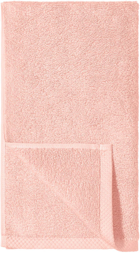 Amazon Basics Quick-Dry Hand Towels - 100% Cotton, 8-Pack, Petal Pink