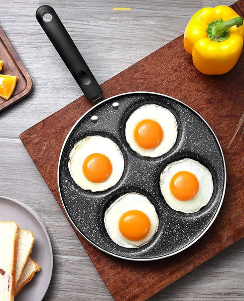 NINGVIHE Egg Pan,Non Stick Frying Pan,Skillet Pans for Cooking,Multi Egg Cooker Pan for Breakfast,Safe Non-stick Coating(Round), Black (01)