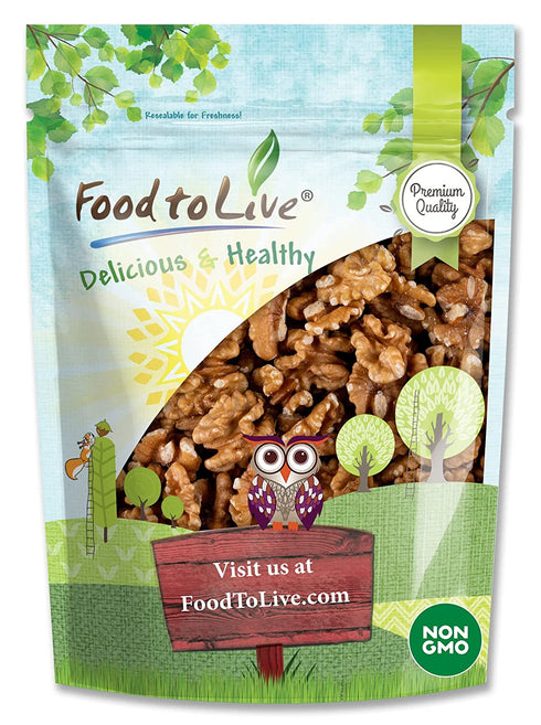 California Walnuts Halves & Pieces, 8 Ounces – Non-GMO Verified, Raw, Unsalted, Shelled, Vegan, Kosher, Sirtfood, Bulk. Rich in Omega-3 Fatty Acids, Protein. Great for Baking, Snacking, as a Topping.