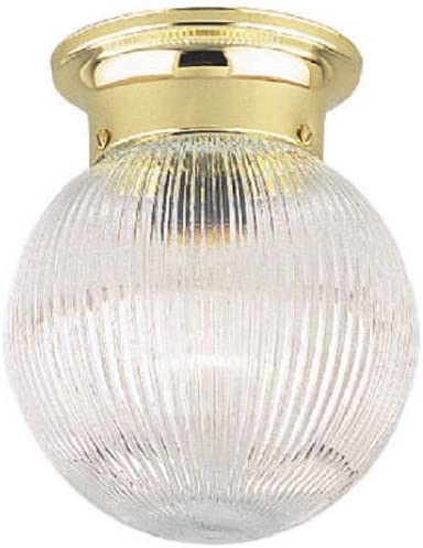 Westinghouse Lighting 6669200 One-Light Flush-Mount Interior Ceiling Fixture, Polished Brass Finish with Crystal Ribbed Glass Globe