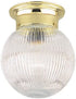 Westinghouse Lighting 6669200 One-Light Flush-Mount Interior Ceiling Fixture, Polished Brass Finish with Crystal Ribbed Glass Globe