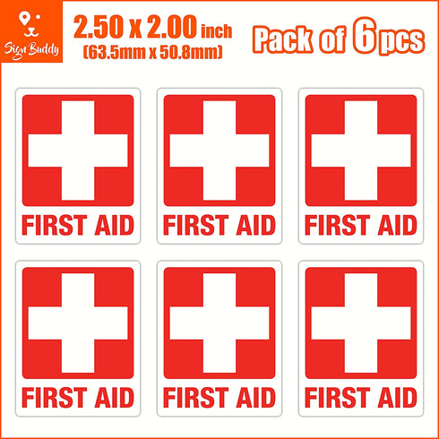 (2.50 x 2.00 inch) Waterproof UV Lamination Fade-Resistant Cross Symbol Safety Sign Vinyl Sticker for First AID Box/Kit Decal