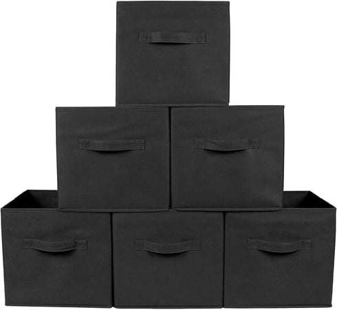 Greenco Foldable Storage Cubes Non-woven Fabric -6 Pack-(Black)