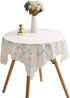 HOMECOOL Square Small Table Cloth - 2PCS Ivory Crochet Tablecloth for Round Coffee Table 35 X 35 Inch ( 89cm X 89cm)