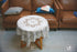HOMECOOL Square Small Table Cloth - 2PCS Ivory Crochet Tablecloth for Round Coffee Table 35 X 35 Inch ( 89cm X 89cm)