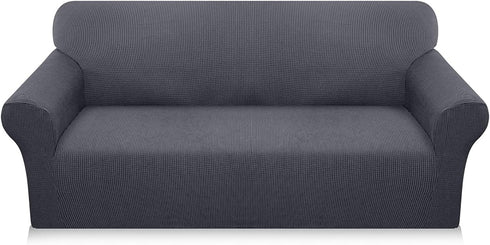 Luxurlife Super Stretch Sofa Covers Stylish Couch Covers for 3 Cushion Couch Upgraded Modern Sofa Slipcover for Dogs Pets Non Slip Furniture Protector with Elastic Bottom (Large, Gray)