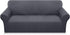 Luxurlife Super Stretch Sofa Covers Stylish Couch Covers for 3 Cushion Couch Upgraded Modern Sofa Slipcover for Dogs Pets Non Slip Furniture Protector with Elastic Bottom (Large, Gray)
