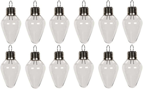 Creative Hobbies Clear Plastic Bulb Shape Ornaments 100mm (4 Inch) Pack of 12