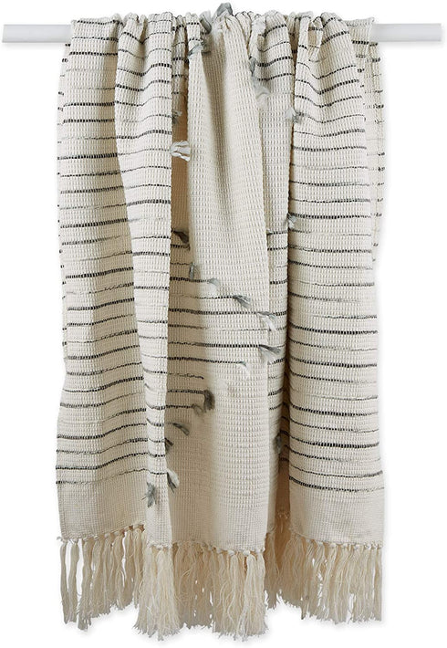 DII Black & Gray Diamond Cut Throw, 50x60 with 2.5" Fringe