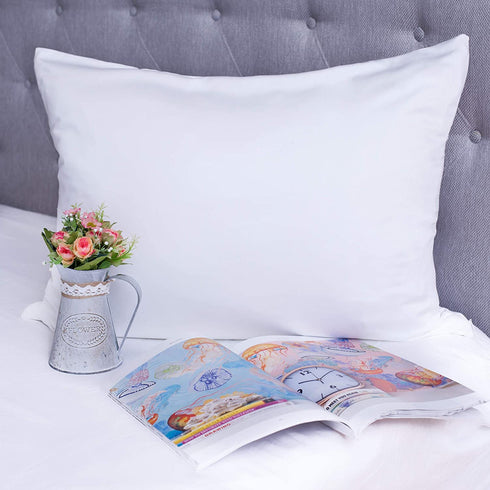 Bamboo Pillow Cases Queen Size - Set of 2 Bamboo Pillowcase with Zipper, Cooling Pillow Cases Zippered, Cool Pillow Cases, White Satin Pillowcase for Hair and Skin Women, Queen Pillow Covers 2 Pack