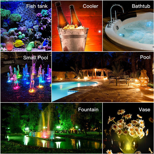 Mini Submersible LED Lights with Remote Control Tea Lights Small Underwater Lights Battery Powered Flameless LED Accent Light for Party Event Vase Fishtank Hot Tub (4 Pack, White)