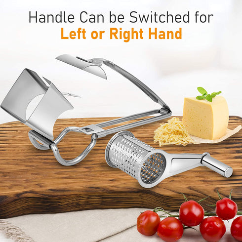 Nurch Rotary Cheese Grater Vegetable Stainless Steel Cheese Grater Shredder Cutter Grinder with 3 Drum Blades