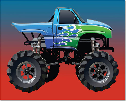 Monster Truck Poster Prints - Set of 6 (8 inches x 10 inches) Photos - Kids Wall Art Decor