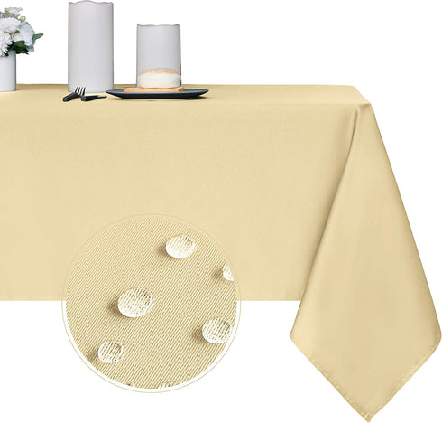 Obstal 210GSM Rectangle Table Cloth, Water Resistance Microfiber Tablecloth, Decorative Fabric Table Cover for Outdoor and Indoor Use (Champagne, 60 x 120 Inch)