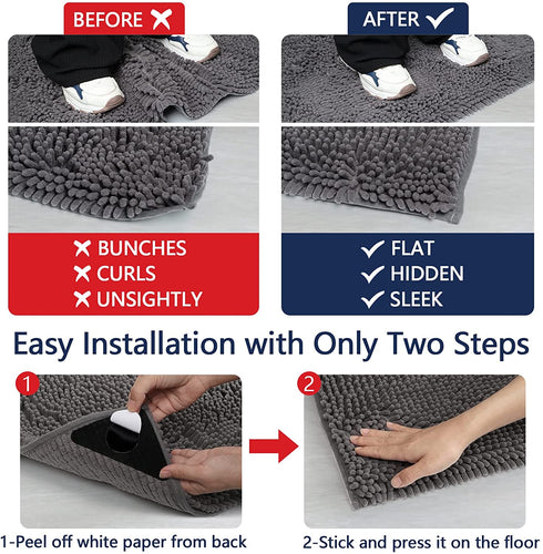AIDEA Bathroom Rugs-30 x20'', Chenille Bath Mat for Bathroom Highly Absorbent Shower Mat, Non Slip Bath Rugs, Soft and Cozy, Machine Washable & Dry Bathmat, Microfiber Bath Room Floor Mats-Grey