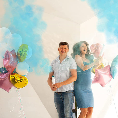Premium Gender Reveal Confetti Cannon - Set of 2 - Biodegradable Powder in Blue or Pink, for Baby Gender Reveal Party Supplies and Gender Reveal Decorations with Gender Reveal Powder Cannon